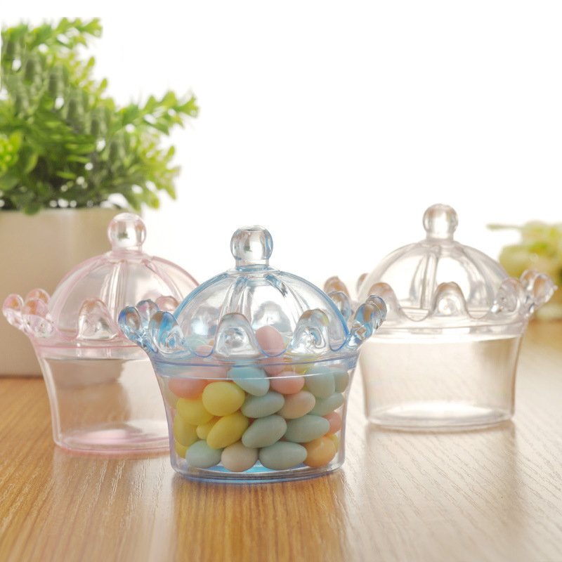 Wedding Cake Supply - 12pcs/lot Crown Candy Box Transparent Chocolate