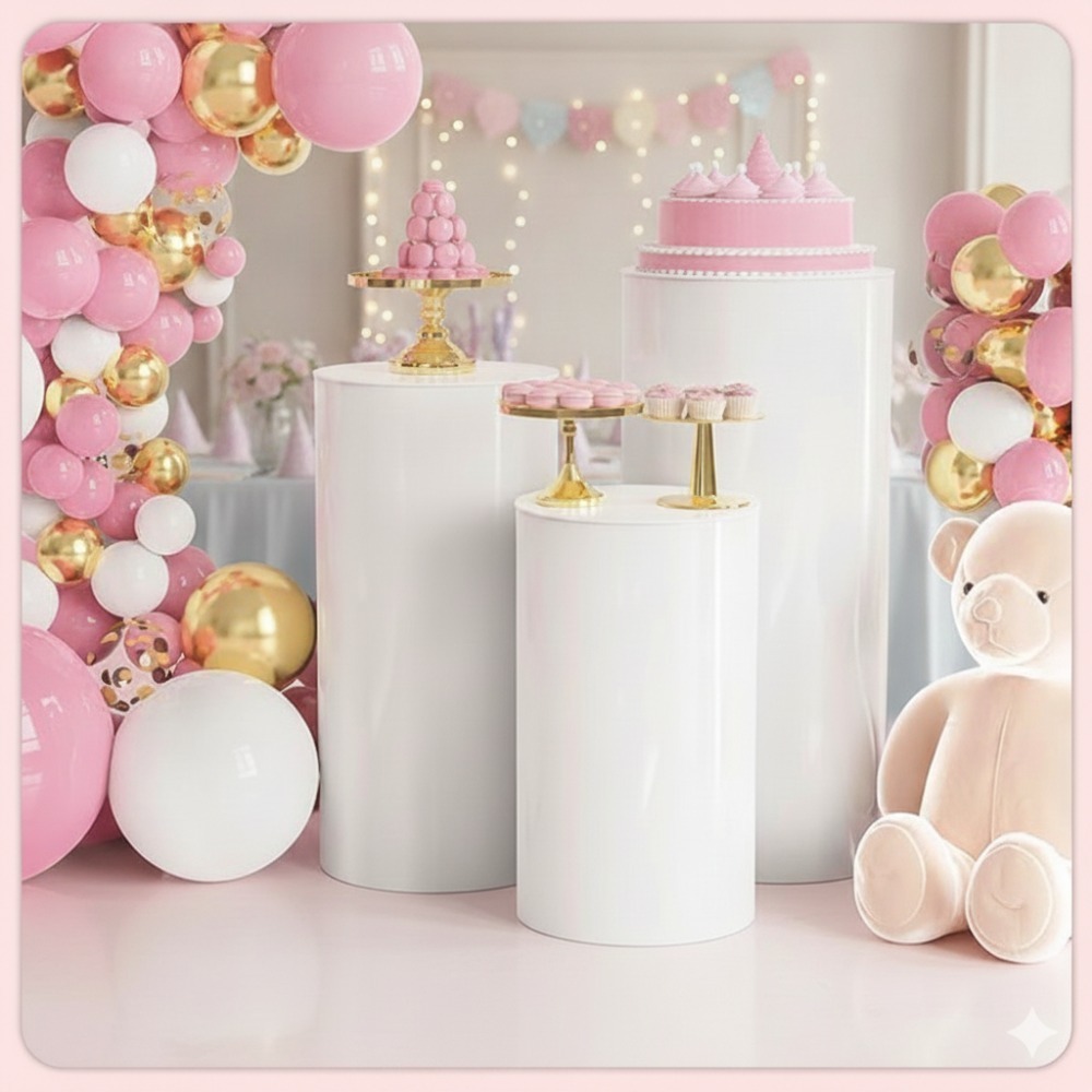 3/5Pcs White Cylinder Pedestal - Wedding Cake Supply review and price