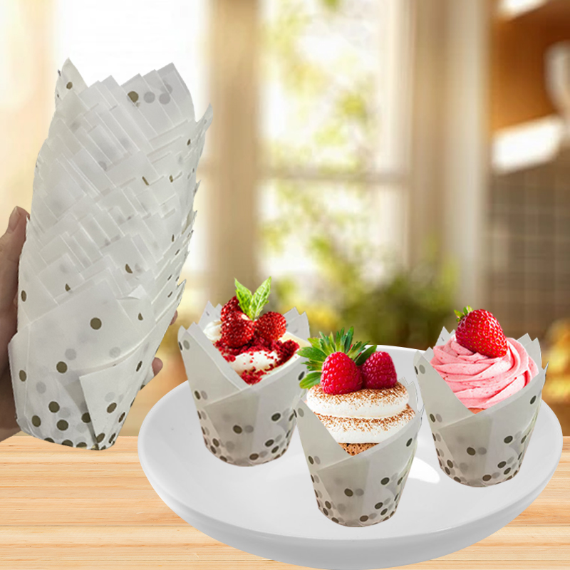 50Pcs/100Pcs Gold Dot Tulip Ca - Wedding Cake Supply review and price